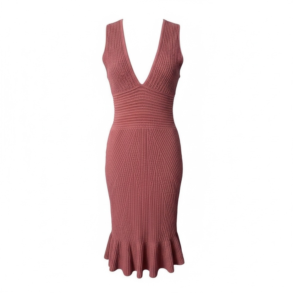 Ronny Kobo Collection Deep V-Neck Mauve Dress
